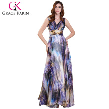 Грейс Карин V шеи без рукавов шифон бальное платье печатных платье выпускного вечера платье партии GK000115-1